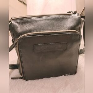 Fossil 75082 black pebbled leather bag.